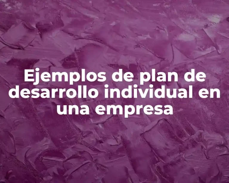Ejemplos de plan de desarrollo individual en una empresa