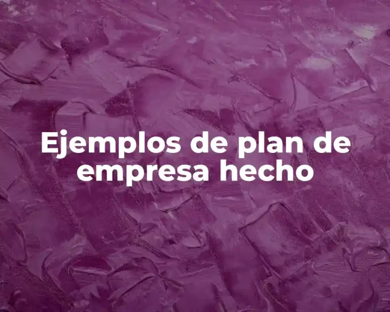 Ejemplos de plan de empresa hecho