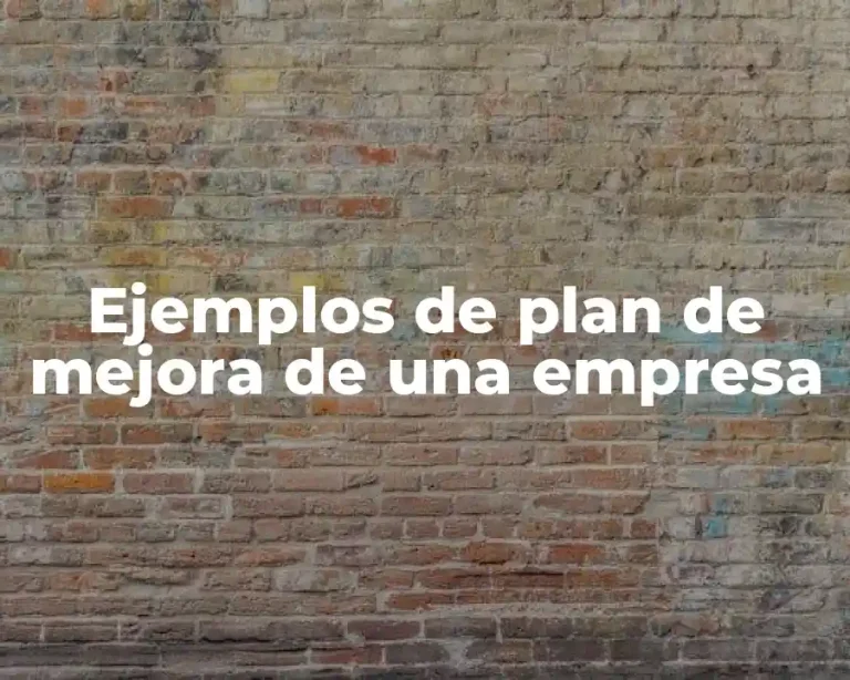 Ejemplos de plan de mejora de una empresa