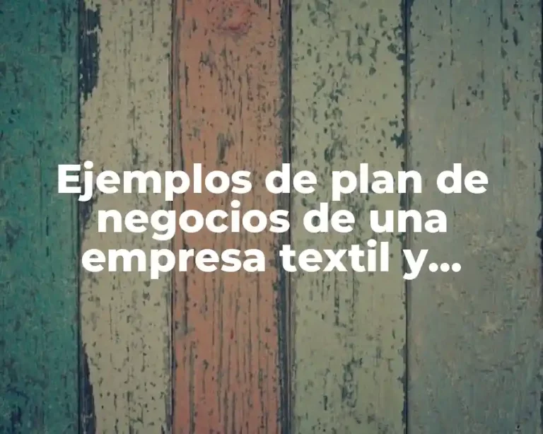 Ejemplos de plan de negocios de una empresa textil y Significado