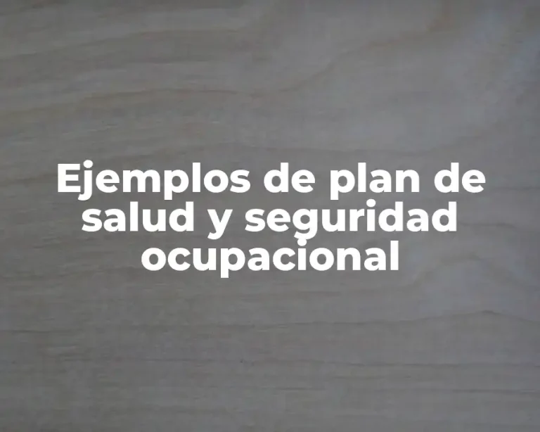 Ejemplos de plan de salud y seguridad ocupacional