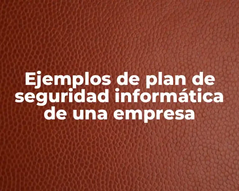 Ejemplos de plan de seguridad informática de una empresa