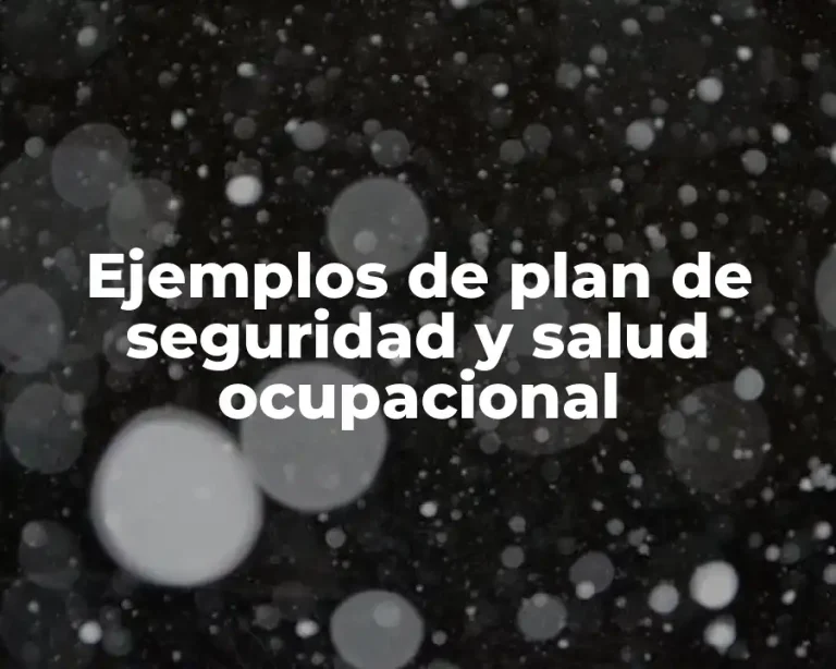 Ejemplos de plan de seguridad y salud ocupacional