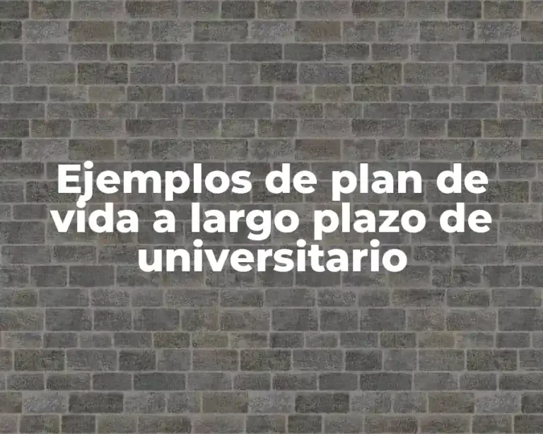 Ejemplos de plan de vida a largo plazo de universitario