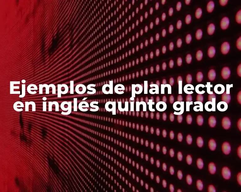 Ejemplos de plan lector en inglés quinto grado