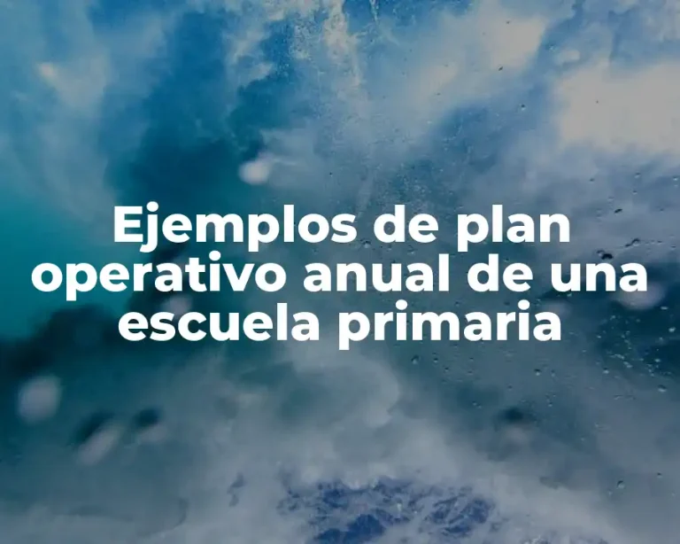 Ejemplos de plan operativo anual de una escuela primaria