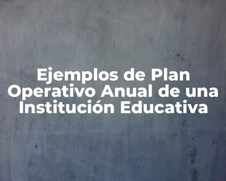 Ejemplos de Plan Operativo Anual de una Institución Educativa