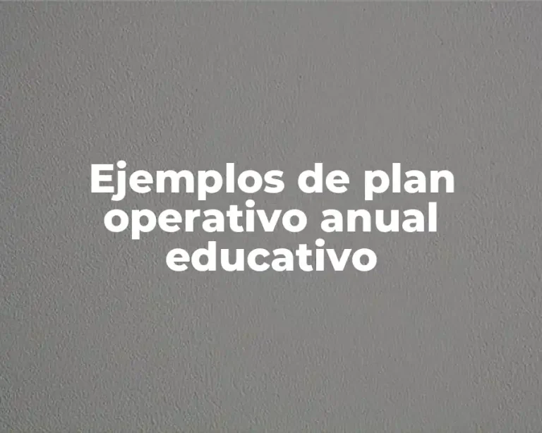 Ejemplos de plan operativo anual educativo