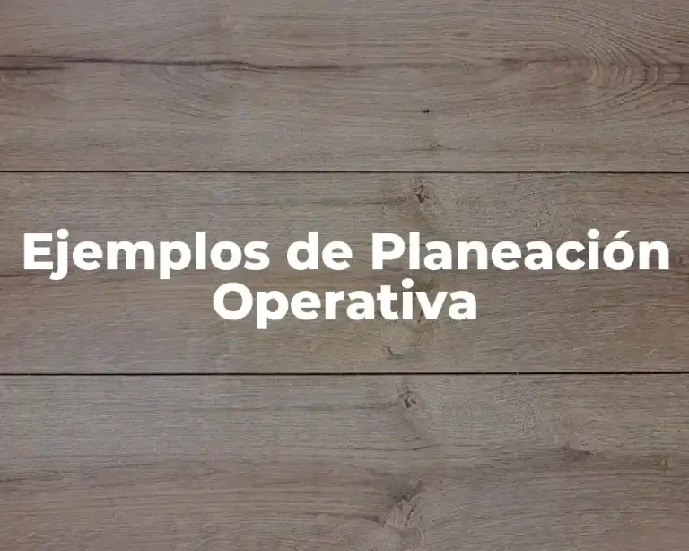 Ejemplos de Planeación Operativa