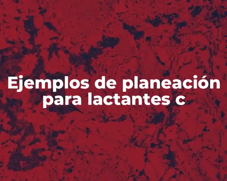Ejemplos de planeación para lactantes c