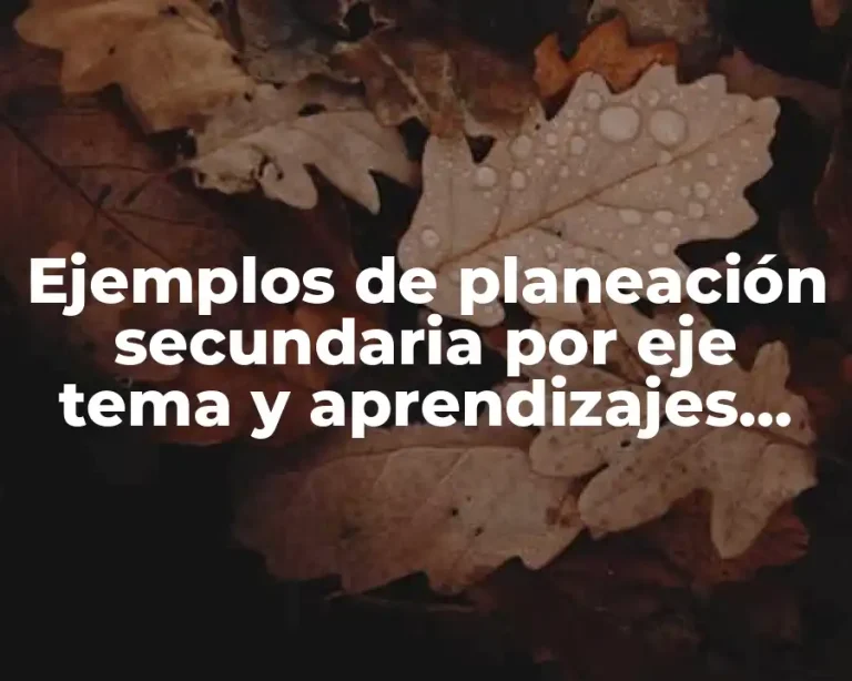 Ejemplos de planeación secundaria por eje tema y aprendizajes esperados y Significado