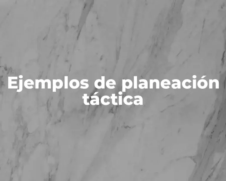 Ejemplos de planeación táctica