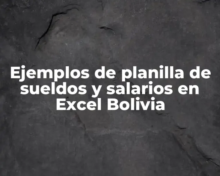 Ejemplos de planilla de sueldos y salarios en Excel Bolivia
