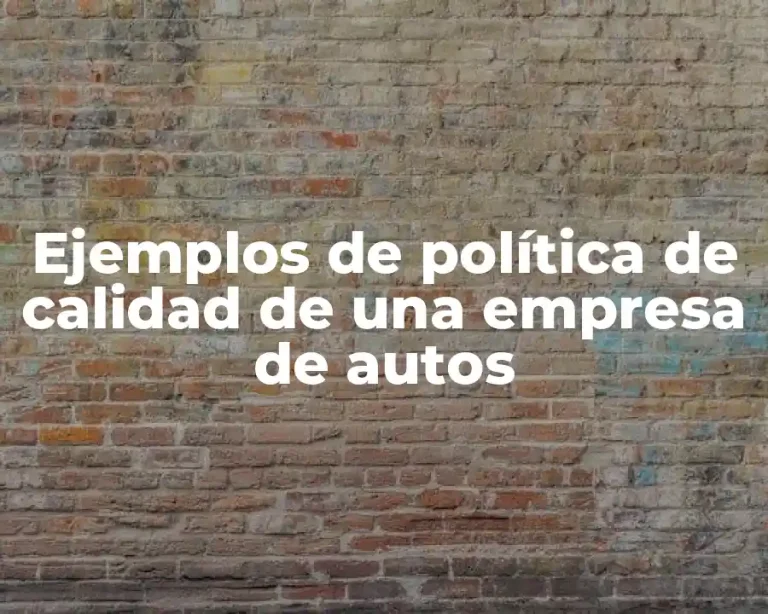 Ejemplos de política de calidad de una empresa de autos