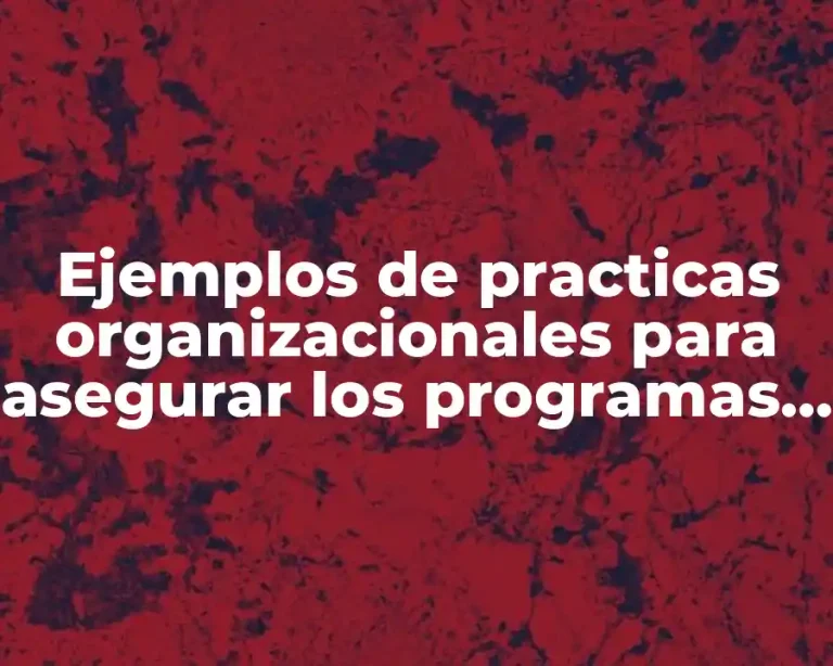 Ejemplos de practicas organizacionales para asegurar los programas de