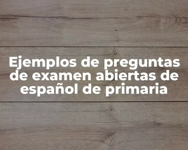 Ejemplos de preguntas de examen abiertas de español de primaria