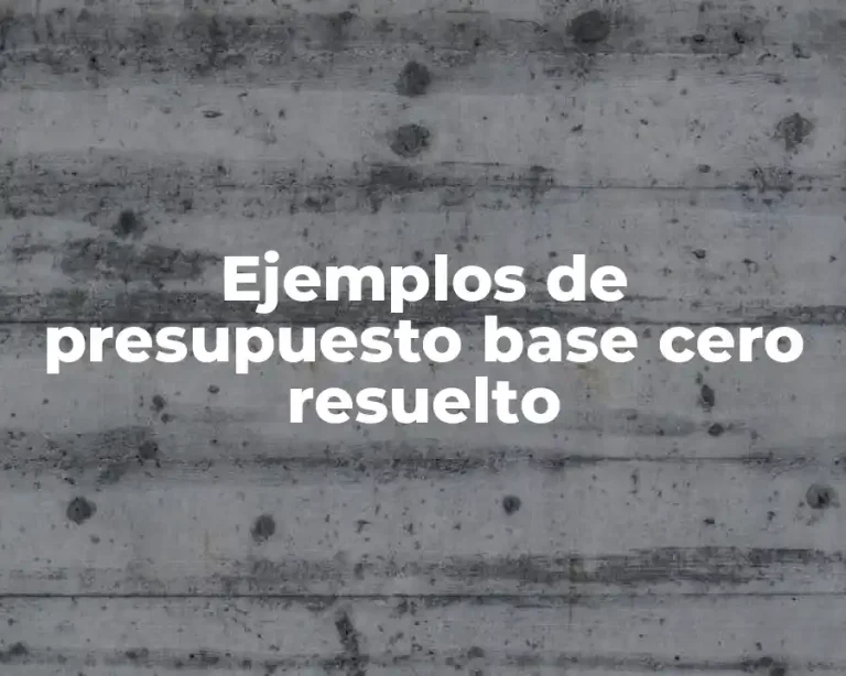 Ejemplos de presupuesto base cero resuelto