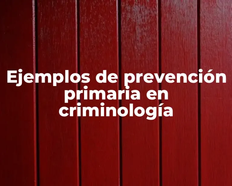 Ejemplos de prevención primaria en criminología