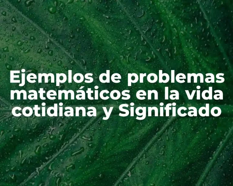 Ejemplos de problemas matemáticos en la vida cotidiana y Significado