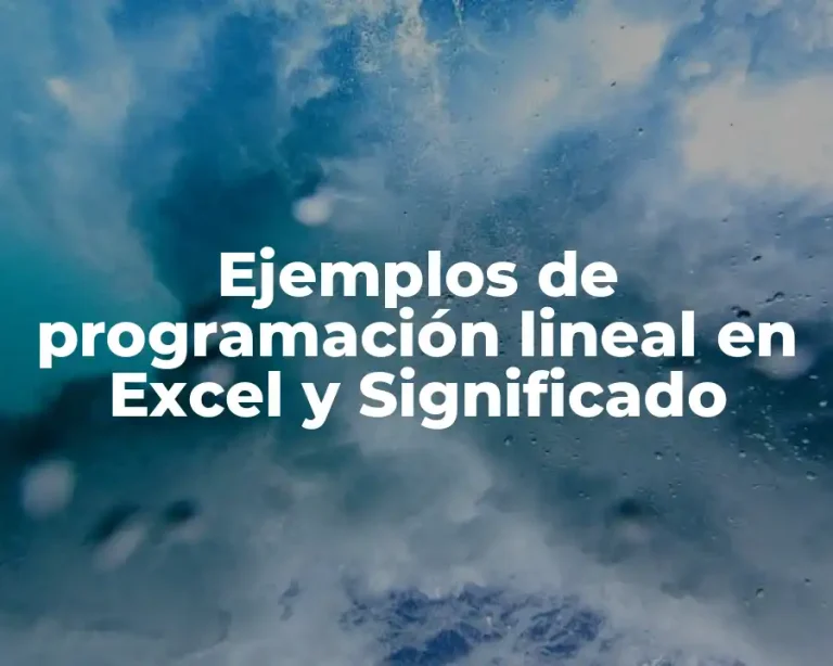 Ejemplos de programación lineal en Excel y Significado