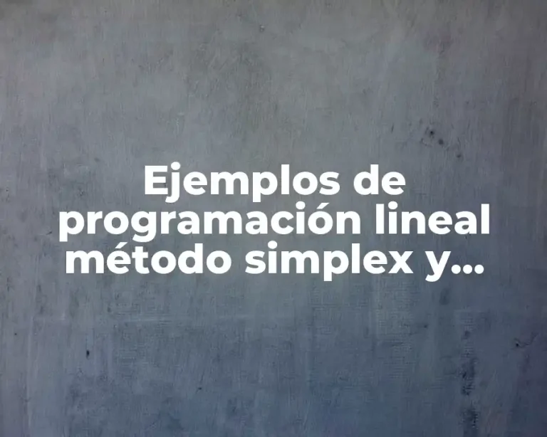 Ejemplos de programación lineal método simplex y Significado
