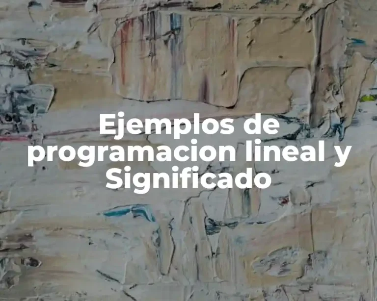 Ejemplos de programacion lineal y Significado