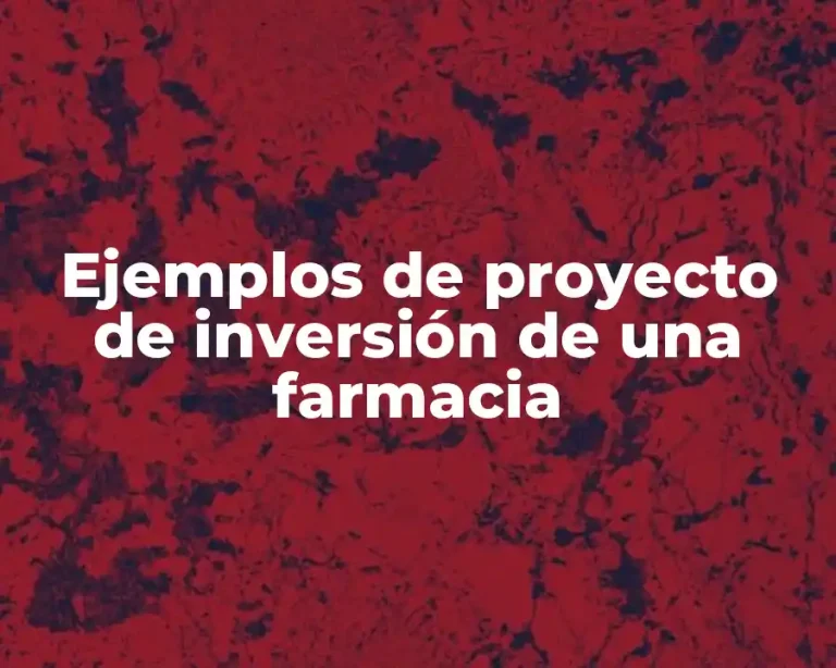 Ejemplos de proyecto de inversión de una farmacia