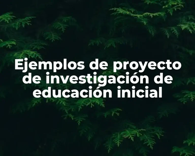 Ejemplos de proyecto de investigación de educación inicial
