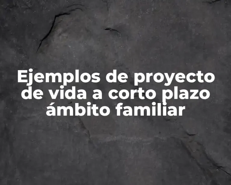 Ejemplos de proyecto de vida a corto plazo ámbito familiar