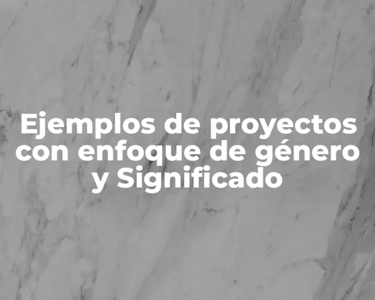 Ejemplos de proyectos con enfoque de género y Significado