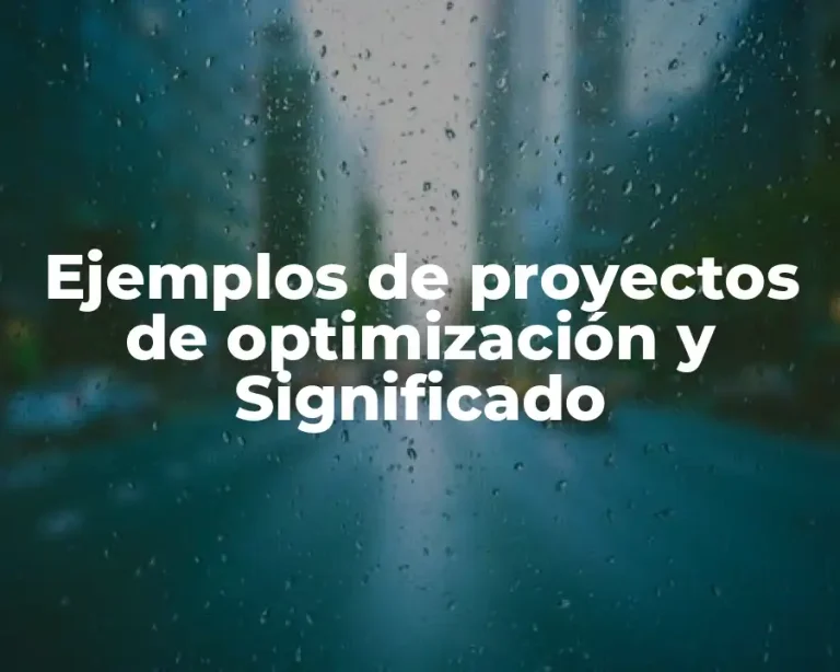 Ejemplos de proyectos de optimización y Significado
