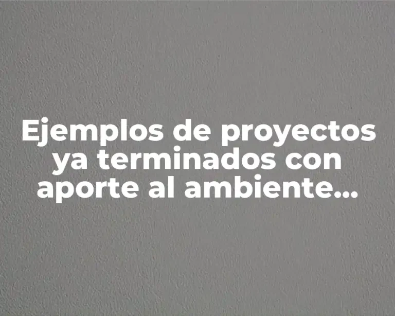 Ejemplos de proyectos ya terminados con aporte al ambiente ambiental y Significado