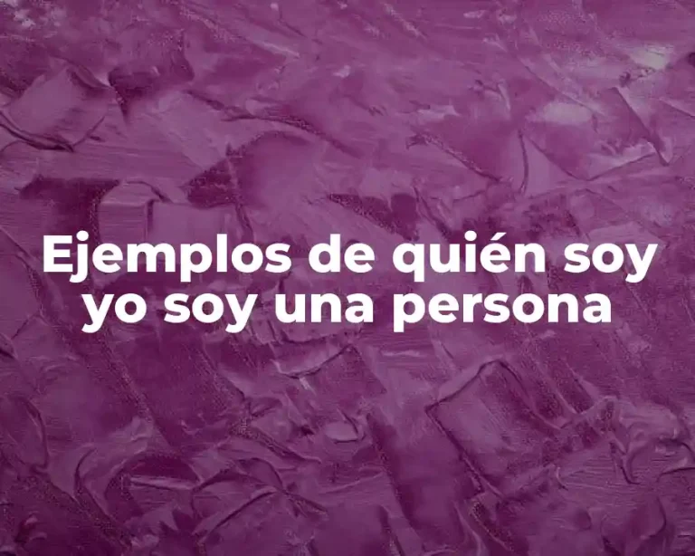 Ejemplos de quién soy yo soy una persona