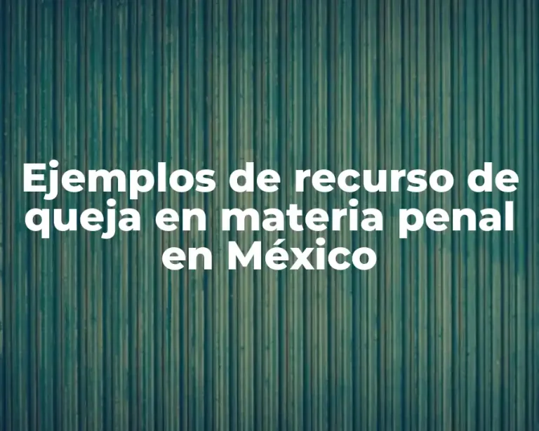 Ejemplos de recurso de queja en materia penal en México