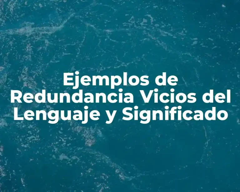 Ejemplos de Redundancia Vicios del Lenguaje y Significado