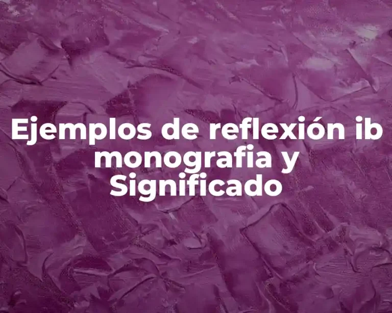 Ejemplos de reflexión ib monografia y Significado