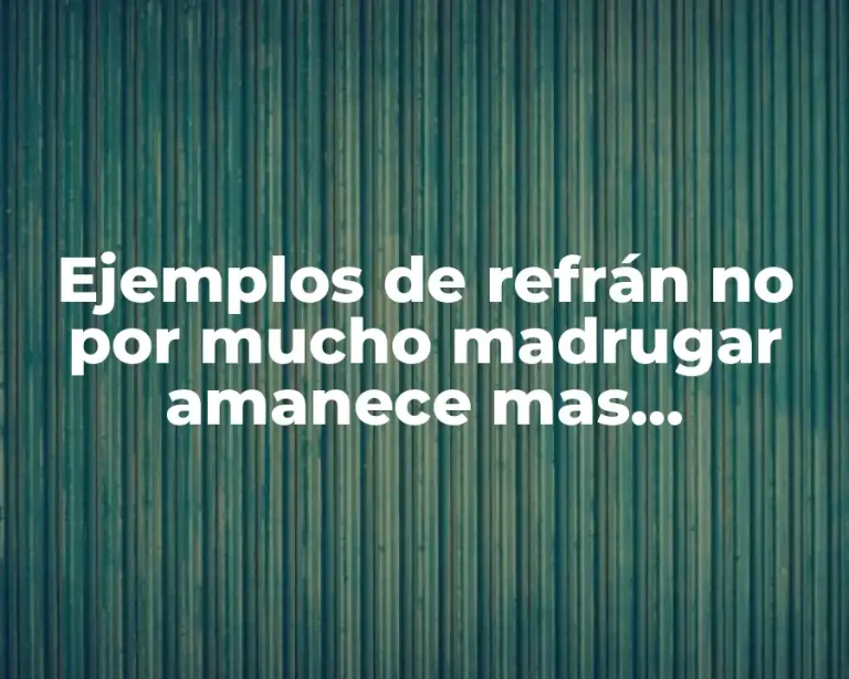 Ejemplos de refrán no por mucho madrugar amanece mas temprano