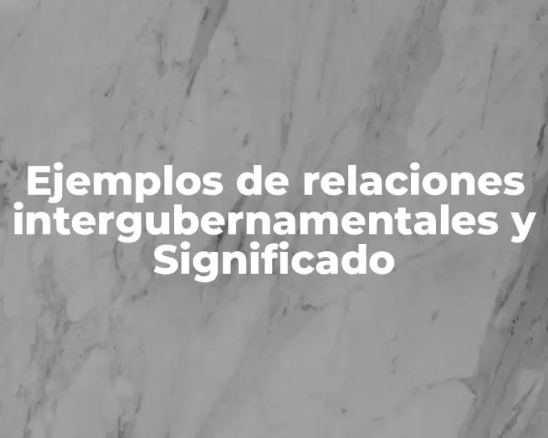Ejemplos de relaciones intergubernamentales y Significado