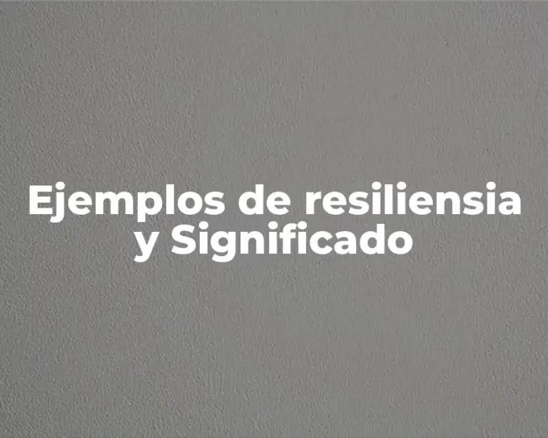 Ejemplos de resiliensia y Significado