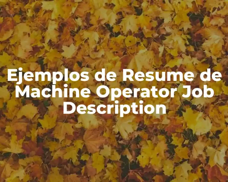 Ejemplos de Resume de Machine Operator Job Description