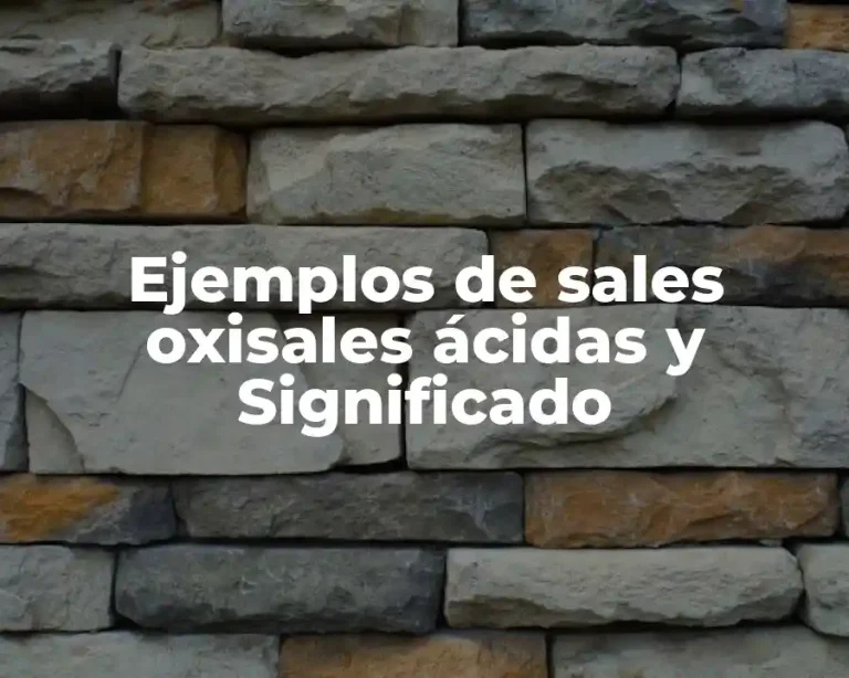 Ejemplos de sales oxisales ácidas y Significado