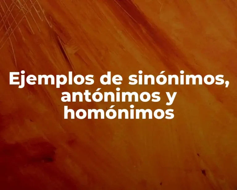 Ejemplos de sinónimos, antónimos y homónimos