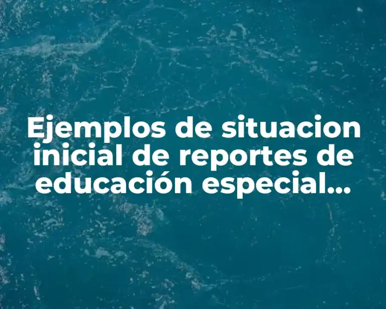 Ejemplos de situacion inicial de reportes de educación especial usuario