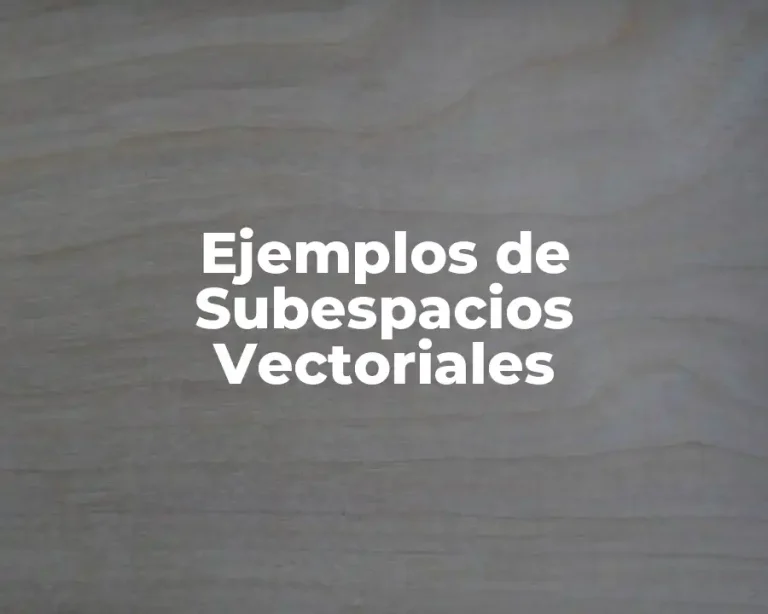 Ejemplos de Subespacios Vectoriales