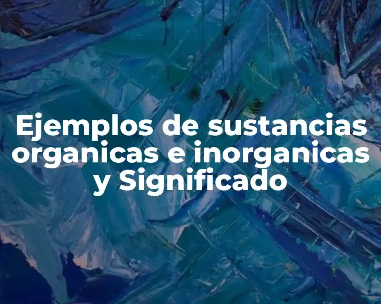Ejemplos de sustancias organicas e inorganicas y Significado