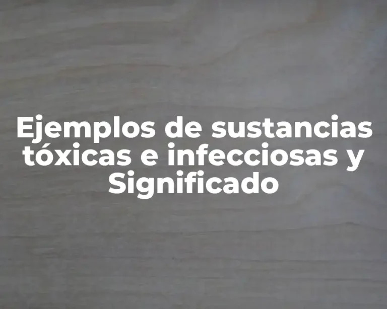 Ejemplos de sustancias tóxicas e infecciosas y Significado