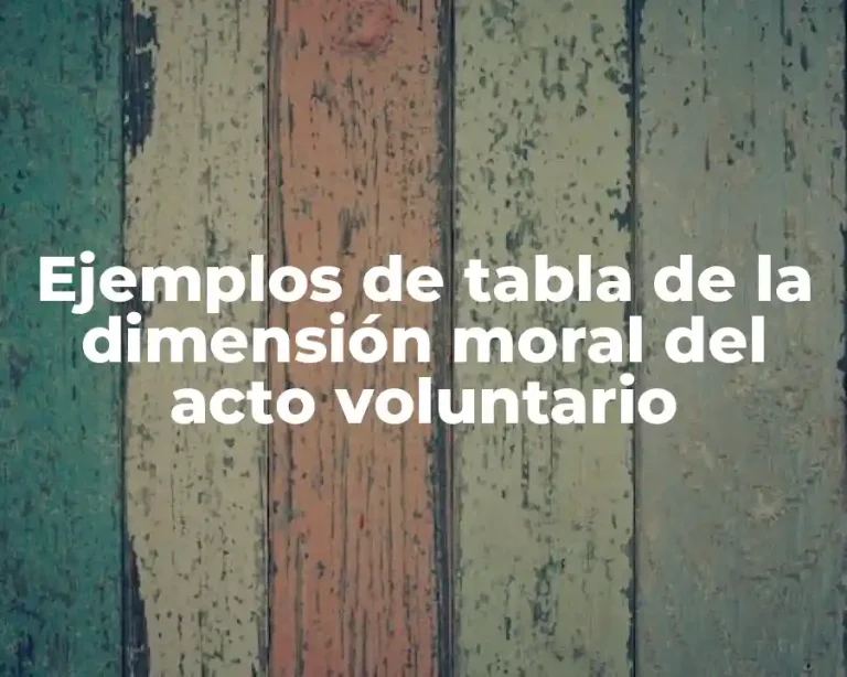 Ejemplos de tabla de la dimensión moral del acto voluntario