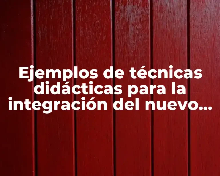 Ejemplos de técnicas didácticas para la integración del nuevo personal