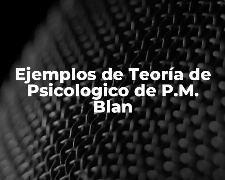 Ejemplos de Teoría de Psicologico de P.M. Blan
