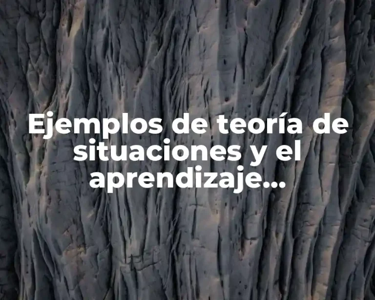 Ejemplos de teoría de situaciones y el aprendizaje cooperativo